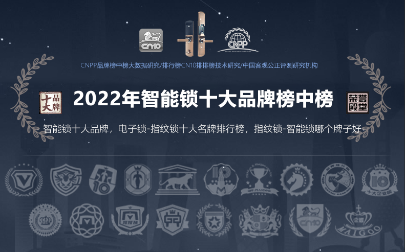 2022年智能門鎖、密碼指紋鎖十大品牌榜中榜