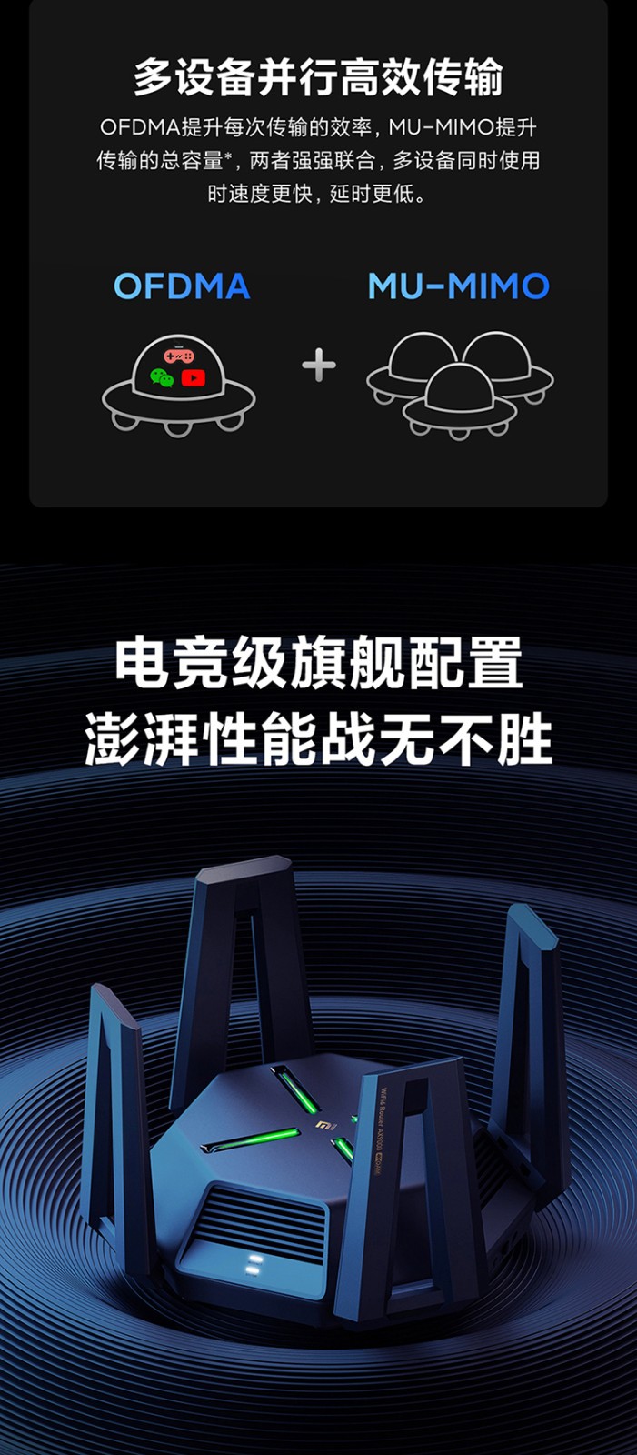 小米5G雙頻WIFI6高端路由器9000M速率,無線穿墻千兆家用智能路由器AX9000