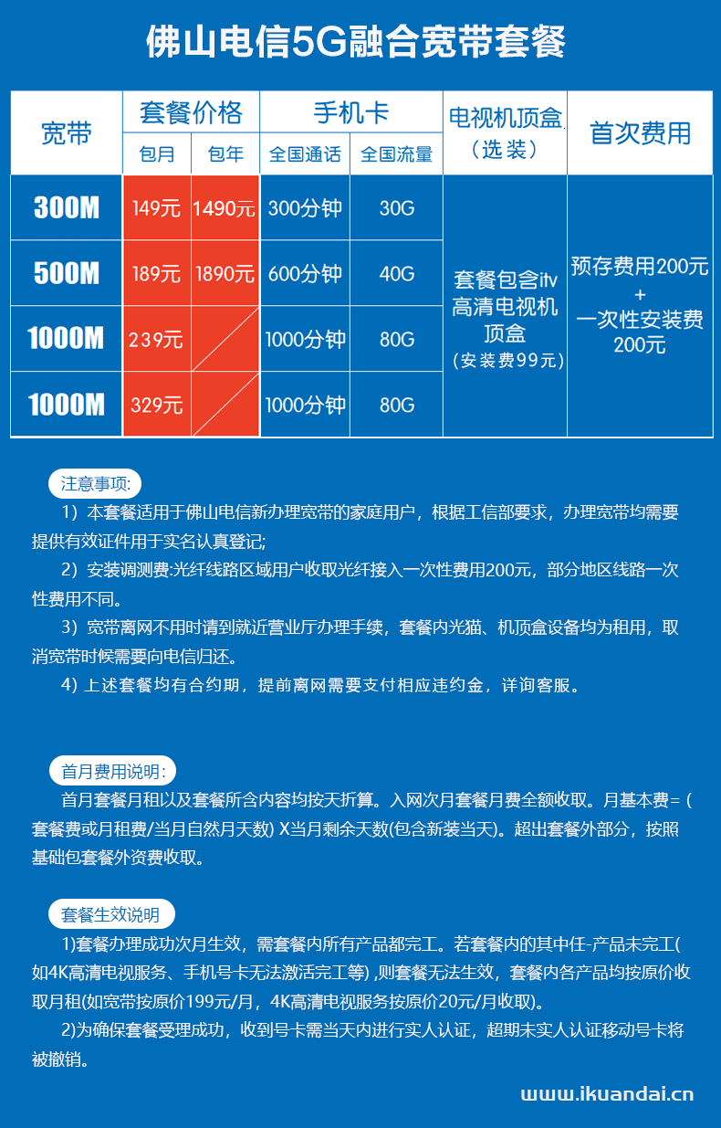 2022佛山電信寬帶價格表