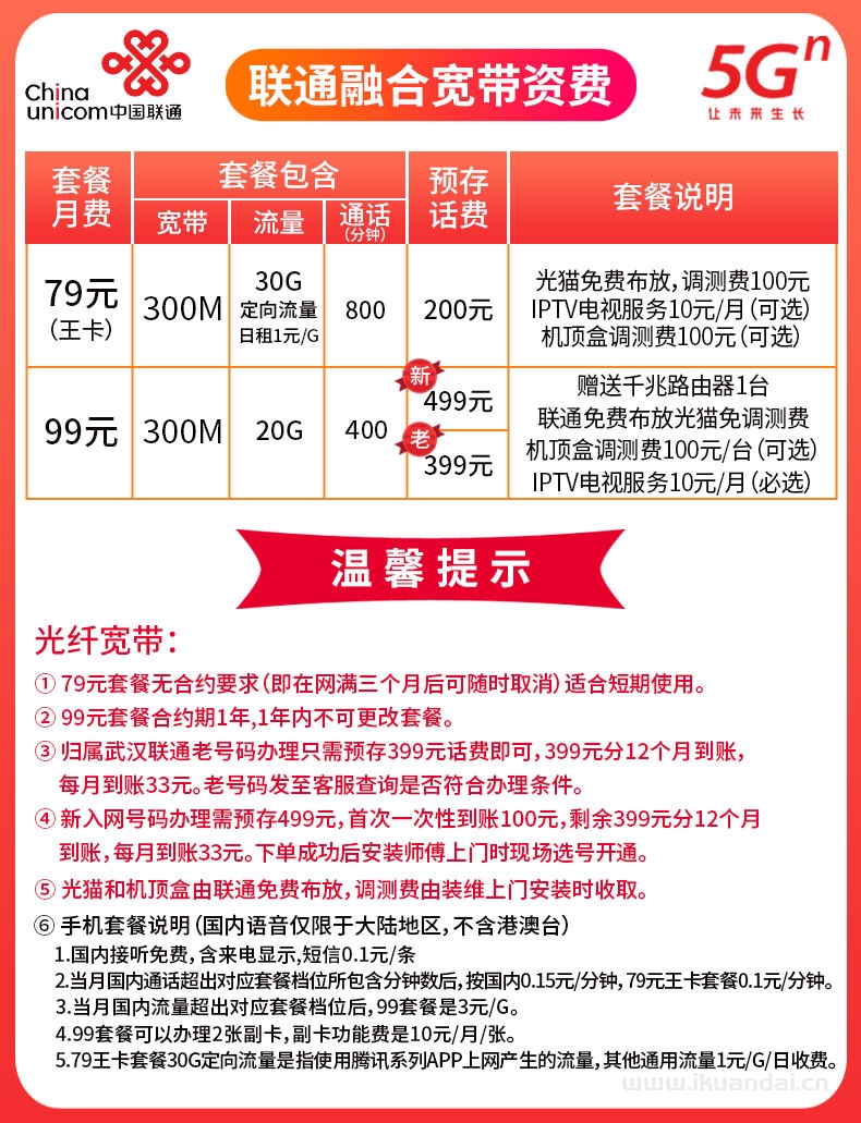 武漢聯(lián)通寬帶套餐價格大全