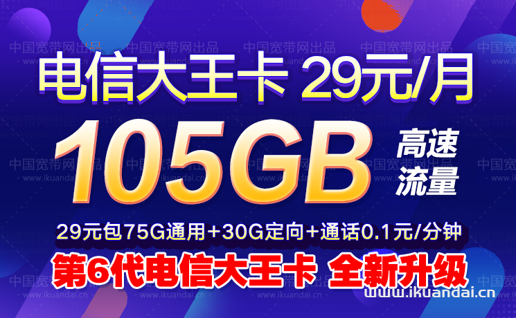 電信流量王卡29元105GB流量（雙十一限量申請辦理）