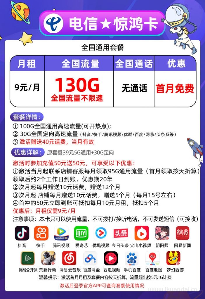 流量卡哪個最劃算?電信29元200GB無限流量卡免費(fèi)申請辦理入口