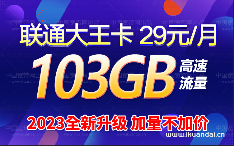 聯(lián)通大王卡29元103G套餐介紹