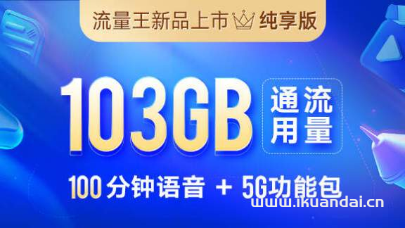 廣州聯(lián)通流量王卡103GB通用+100分鐘通話（在線申請辦理入口）