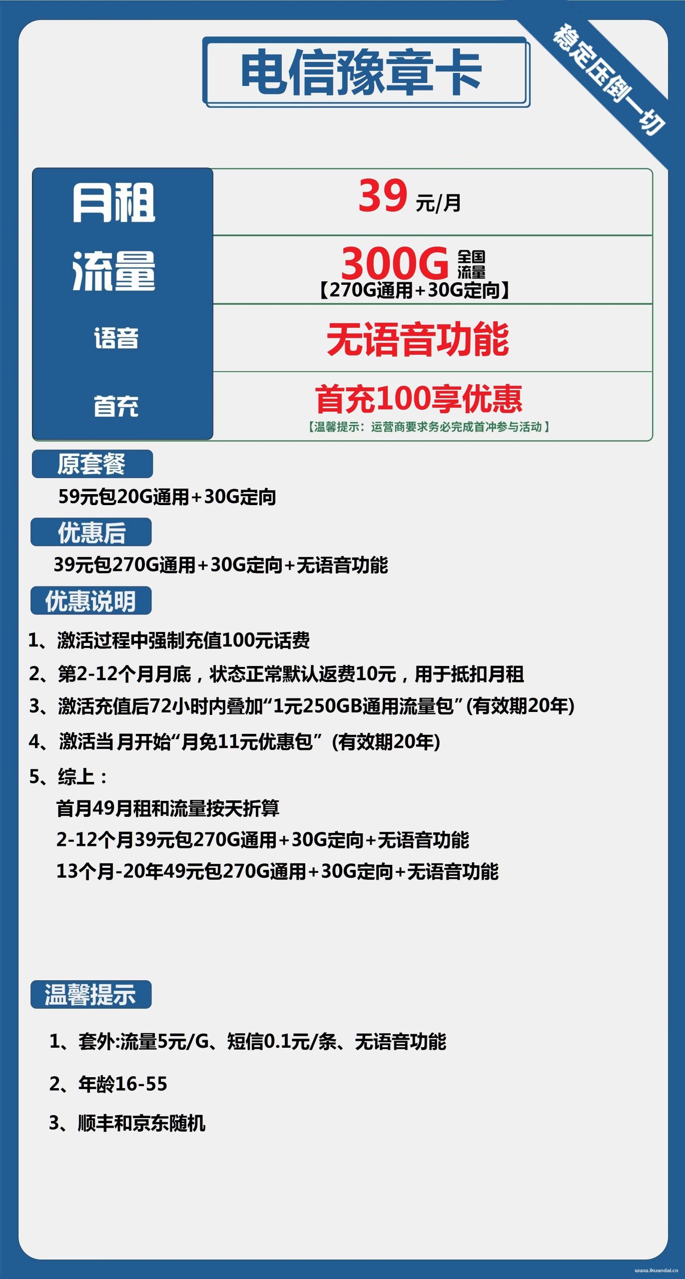 超大電信流量卡 39元包300G全國(guó)通用（申請(qǐng)辦理入口）