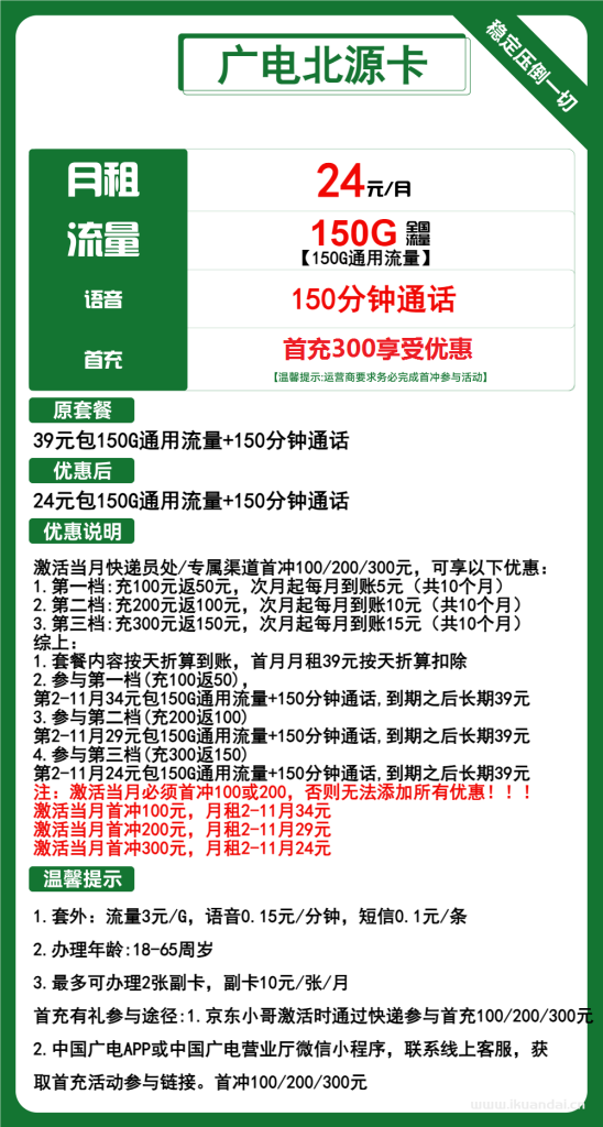廣電手機(jī)流量卡：24元包150G通用+150分鐘套餐介紹（廣電電話卡申請(qǐng)辦理）